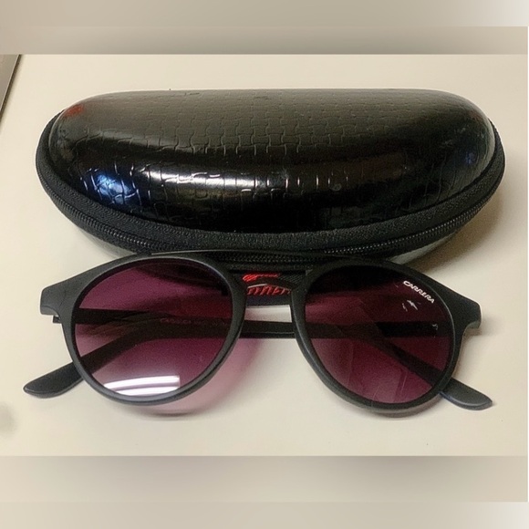 Unisex Matte Black Rim CARRERA Italian Sunglasses with Zippered Hard Case - Picture 7 of 13